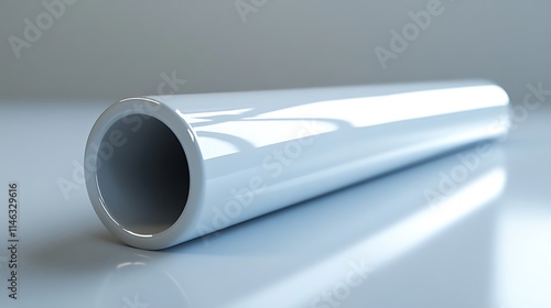 a single white, glossy cylinder lying horizontally photo