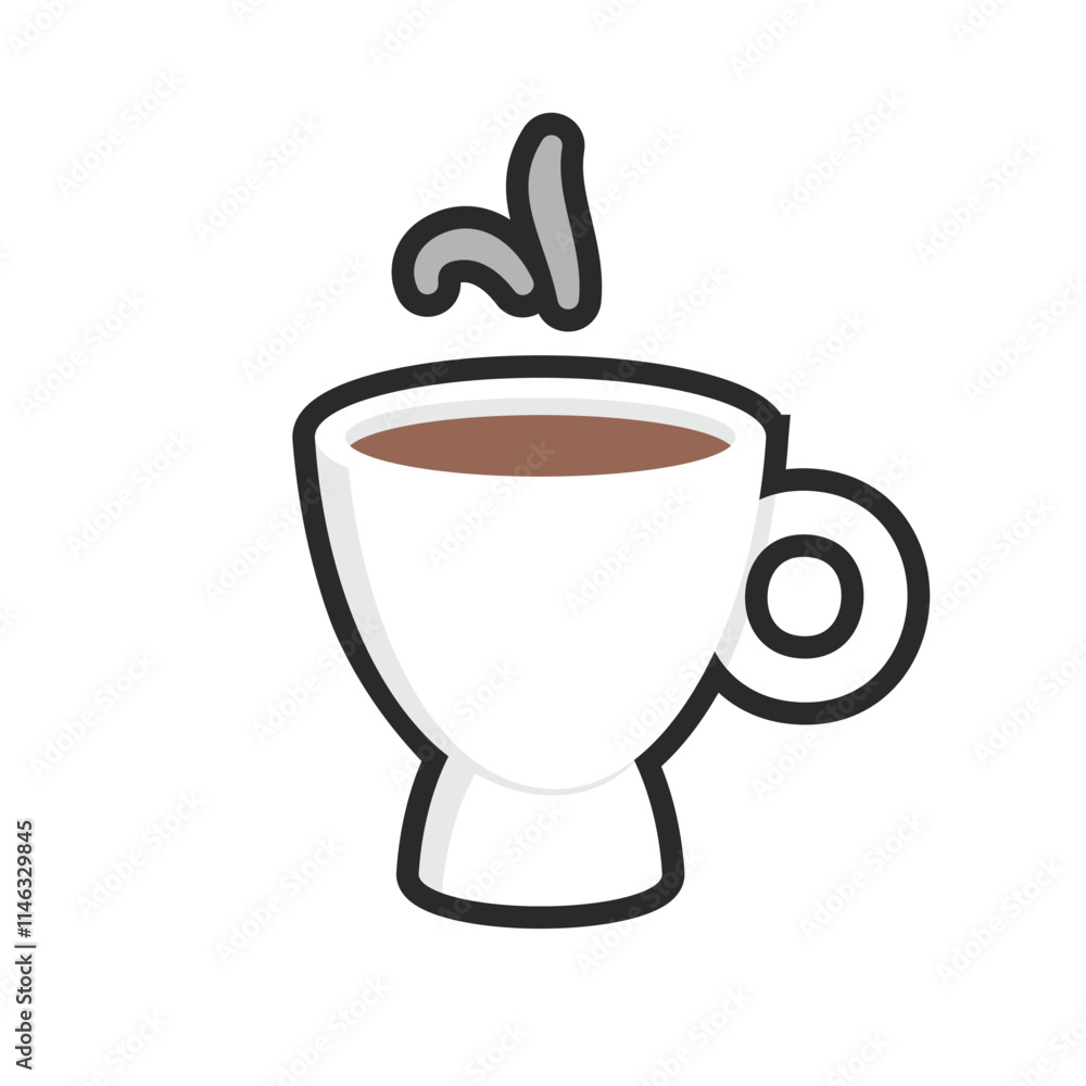 white coffee cup cute glass with outline flat vector design. white coffee cup cute glass with outline flat vector design.