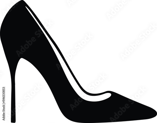 Black high heel shoe icon isolated on white background. Vector illustration.