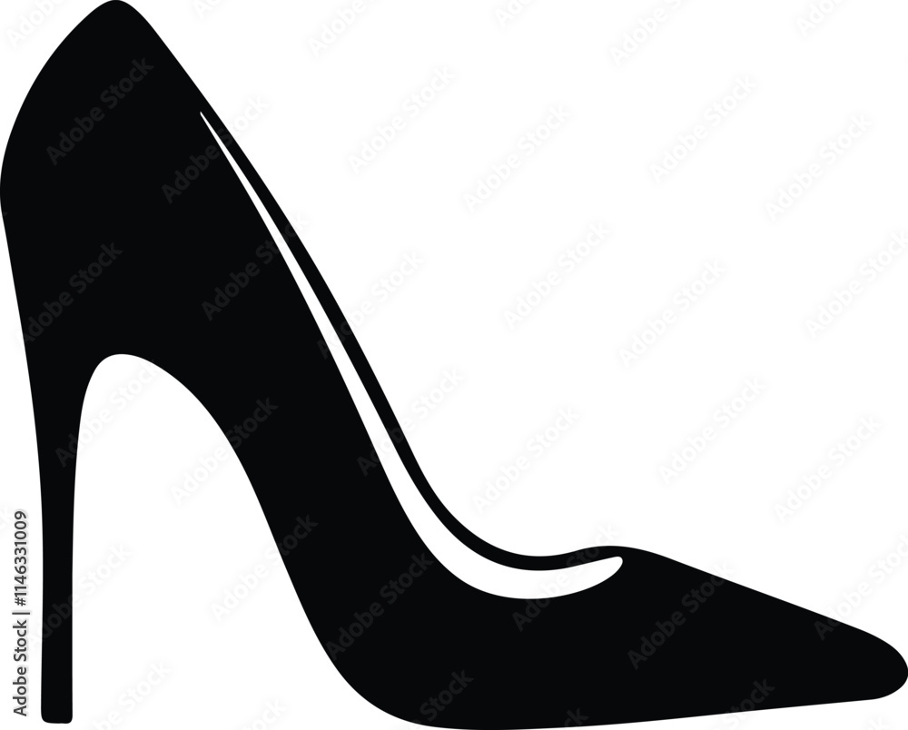 Black high heel shoe icon isolated on white background. Vector illustration. Black high heel shoe icon isolated on white background. Vector illustration.