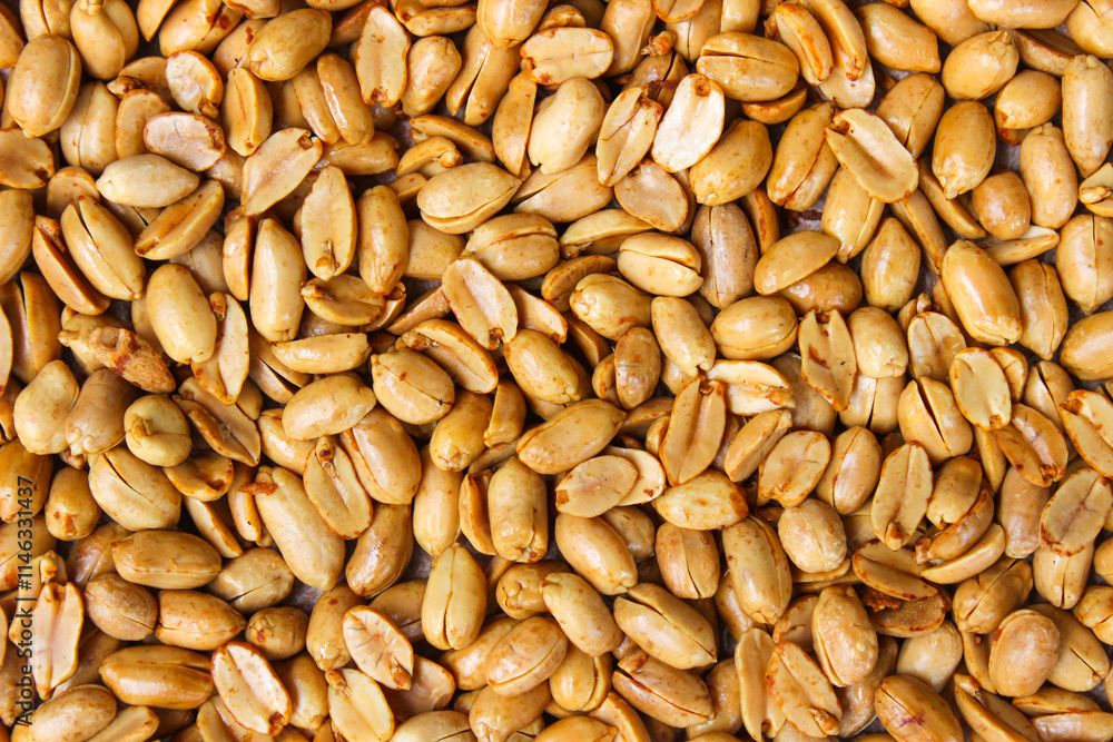 Pile of roasted salted peanut, group of nuts. Top view Pile of roasted salted peanut, group of nuts. Top view