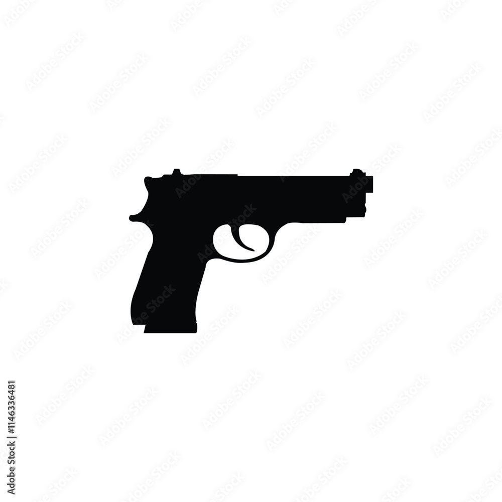 Pistol Gun Icon Vector Illustration on the white background. Silhouette of a pistol gun Pistol Gun Icon Vector Illustration on the white background. Silhouette of a pistol gun