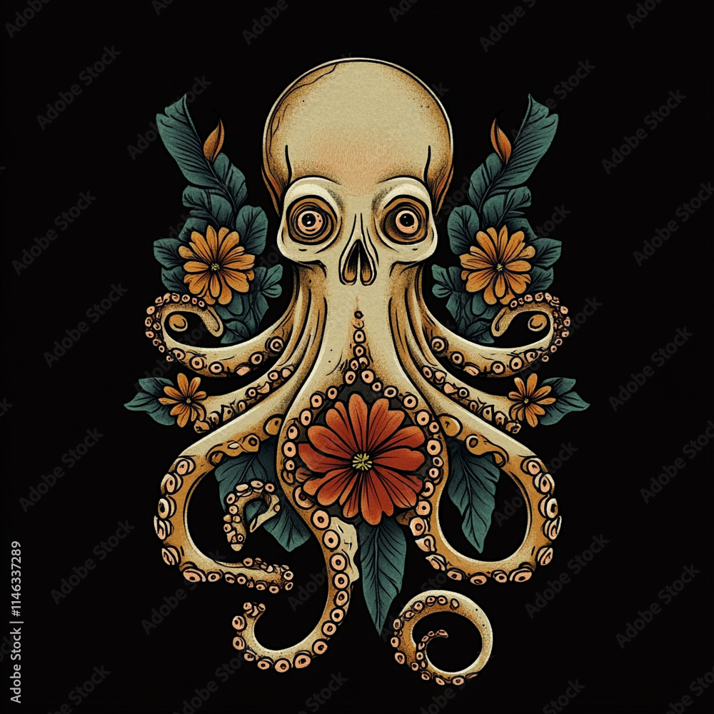Octopus tattoo flash illustration Octopus tattoo flash illustration