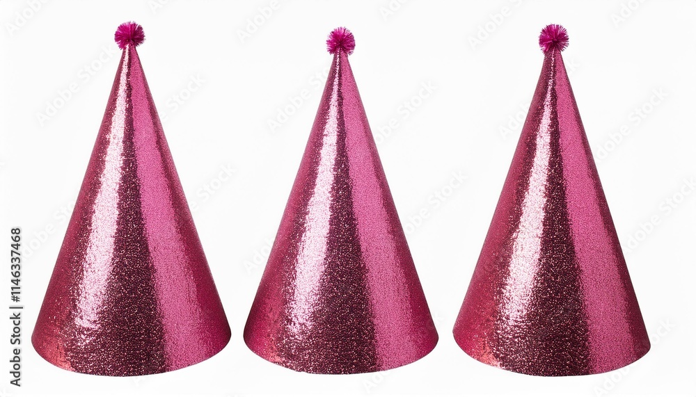 Pink Sparkle Party Hat – Cone Shape Cutout on Transparent Pink Sparkle Party Hat – Cone Shape Cutout on Transparent