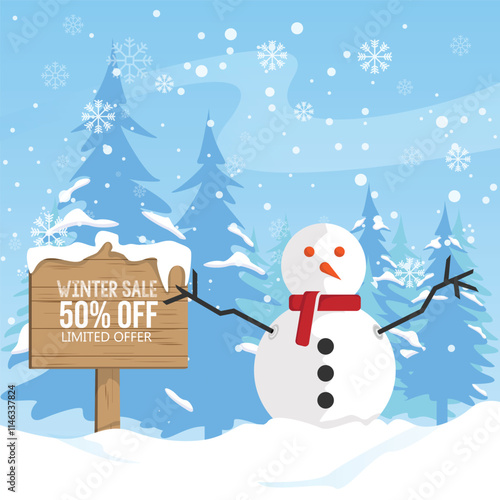 Winter sale poster design template vector