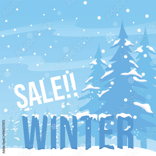Winter sale poster design template vector