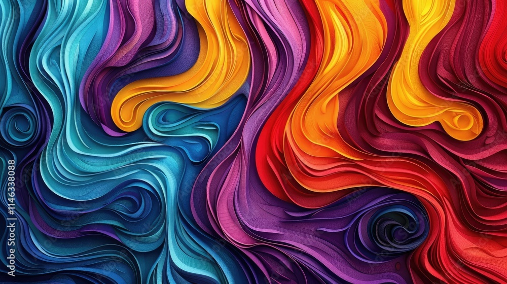 Multicolored wavy patterns intertwining in a hypnotic fashion Multicolored wavy patterns intertwining in a hypnotic fashion