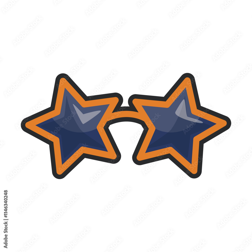star shape sun glasses in outline flat vector design. star shape sun glasses in outline flat vector design.