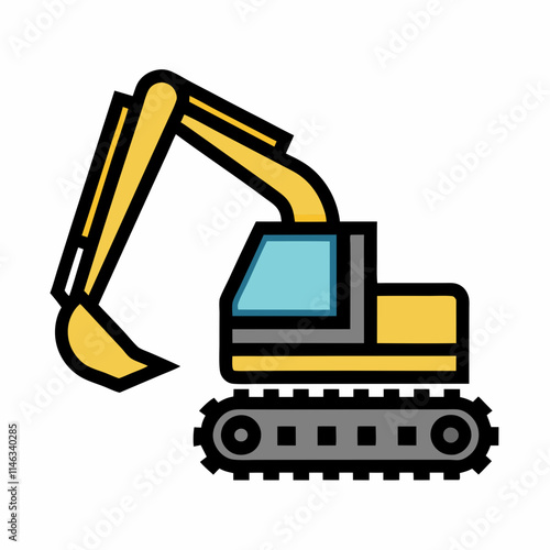 Smooth Excavator Illustration for Industrial Branding.