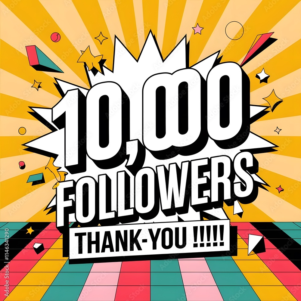 Fototapeta premium 10,000K followers transparent background PNG image, with gold numbers. followers celebration banner. Social media