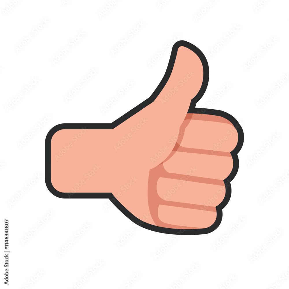 thumb hand gesture with outline in flat vector design. thumb hand gesture with outline in flat vector design.