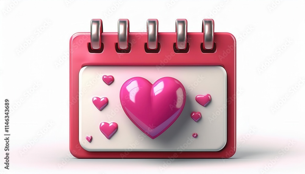 Vibrant Pink Heart Icon on Spiral Notebook Design. Symbolizing Love, Romance, and Special Event Planning for Anniversaries, Weddings, or Valentine's Day. 3D Rendered Illustration Concept Vibrant Pink Heart Icon on Spiral Notebook Design. Symbolizing Love, Romance, and Special Event Planning for Anniversaries, Weddings, or Valentine's Day. 3D Rendered Illustration Concept