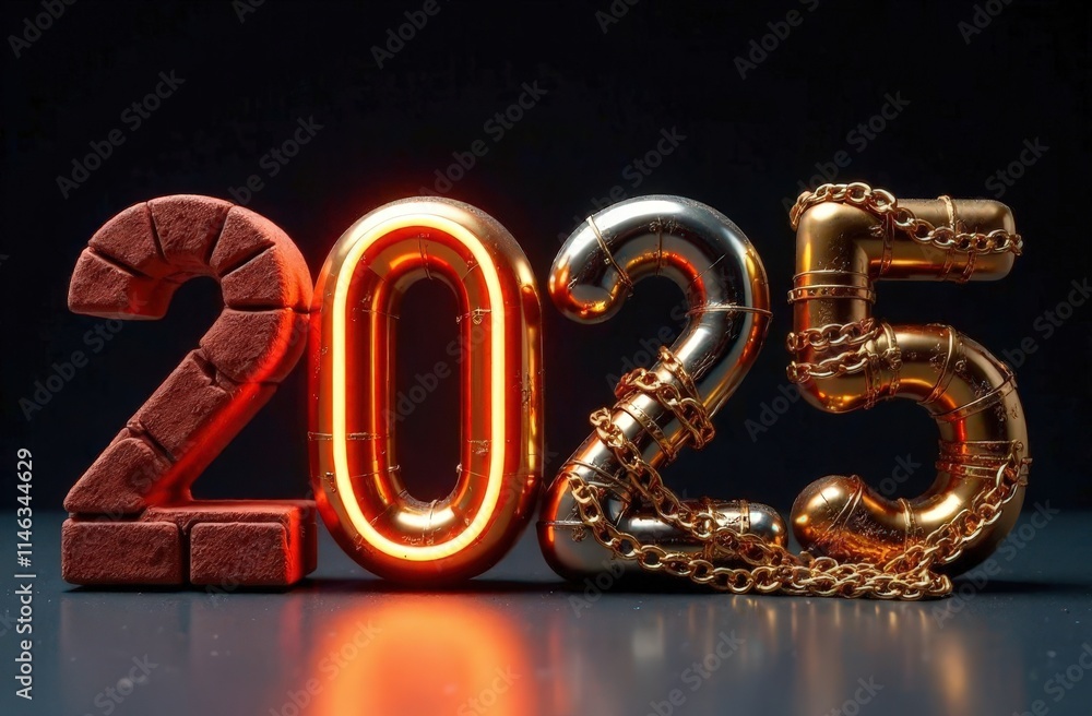 Creative Composition of '2025' from Objects Creative Composition of '2025' from Objects