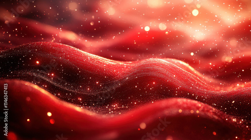 Abstract red waves with subtle gold sparkles china digital art enigmatic environment close-up concept of elegance photo