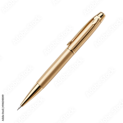 Elegant Gold Pen on White Background