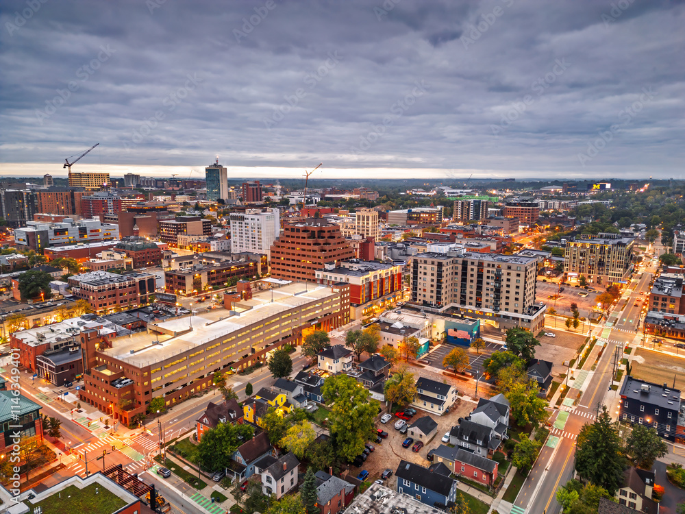 Ann Arbor, Michigan, USA Downtown Cityscape
