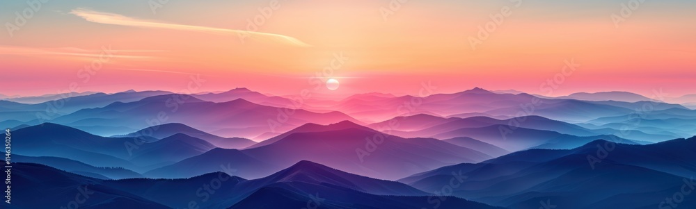 Mountains with a sunset in the background Mountains with a sunset in the background