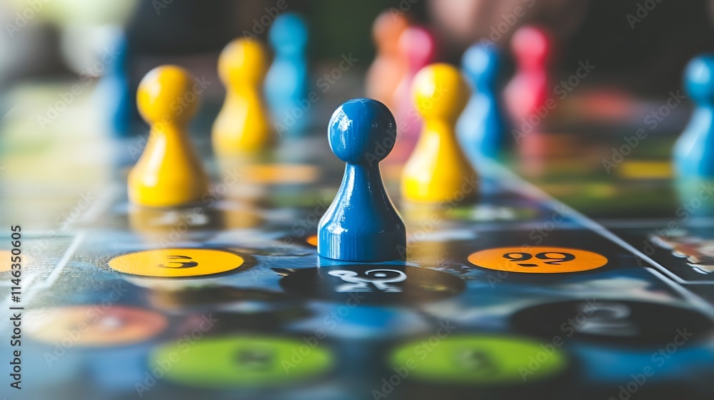 Close-up of a Blue Game Piece on a Board Game Close-up of a Blue Game Piece on a Board Game