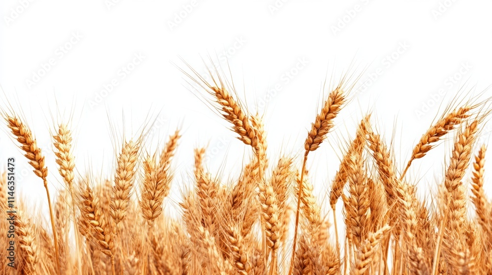 Fototapeta premium Close-Up of Golden Wheat Grains on White Background
