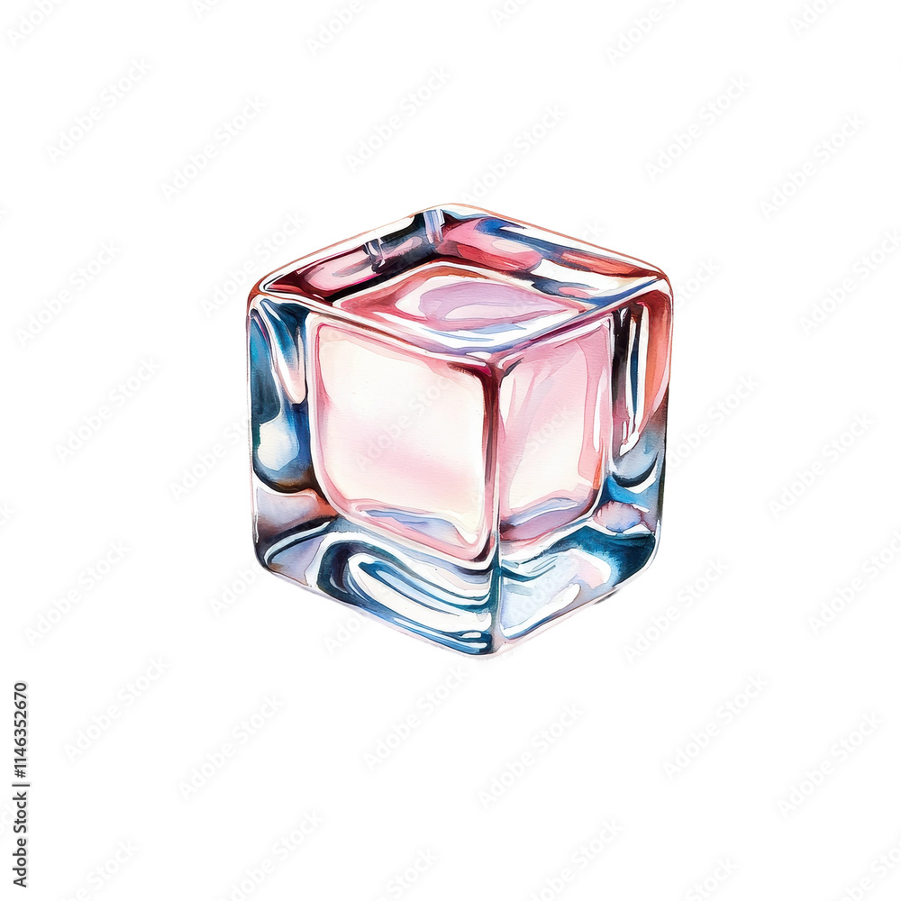Watercolor Glass Cube with Soft Pastel Hues Watercolor Glass Cube with Soft Pastel Hues