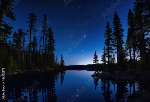 captivating nighttime panorama featuring celestial bodies illuminated moonlight spectacular starlit sky, stars, landscape, astronomy, twilight, scenery photo