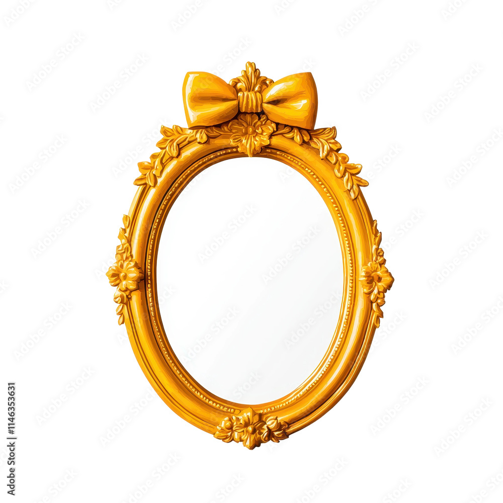 Ornate Antique Mirror with Decorative Bow Design Ornate Antique Mirror with Decorative Bow Design