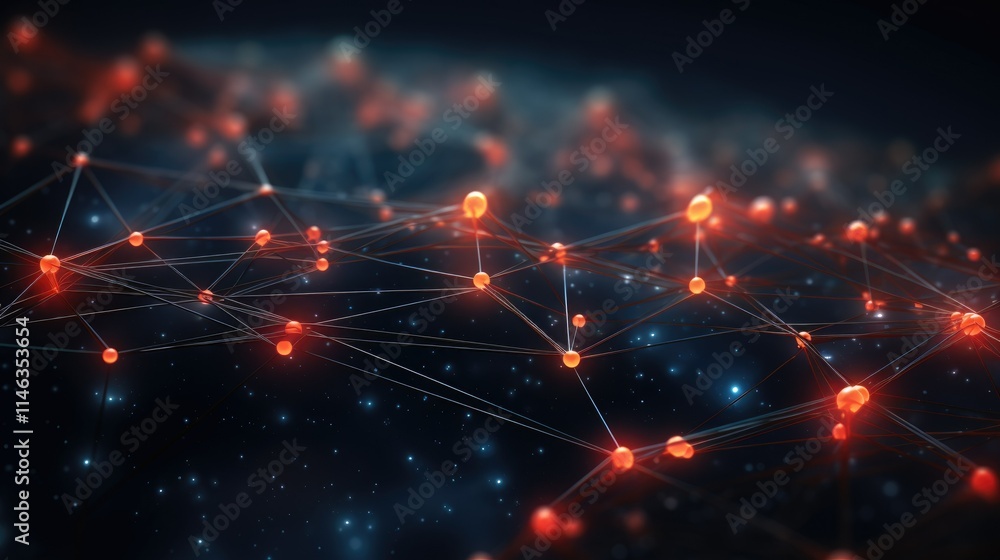 Network connection lines with bright nodes Network connection lines with bright nodes