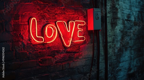 Wallpaper Mural Eye-catching neon sign of love illuminates a dimly lit room enhancing an inviting atmosphere for gatherings Torontodigital.ca