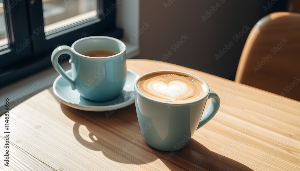 Charming Latte in Pastel Mug Paired with Sweet Cookies Charming Latte in Pastel Mug Paired with Sweet Cookies