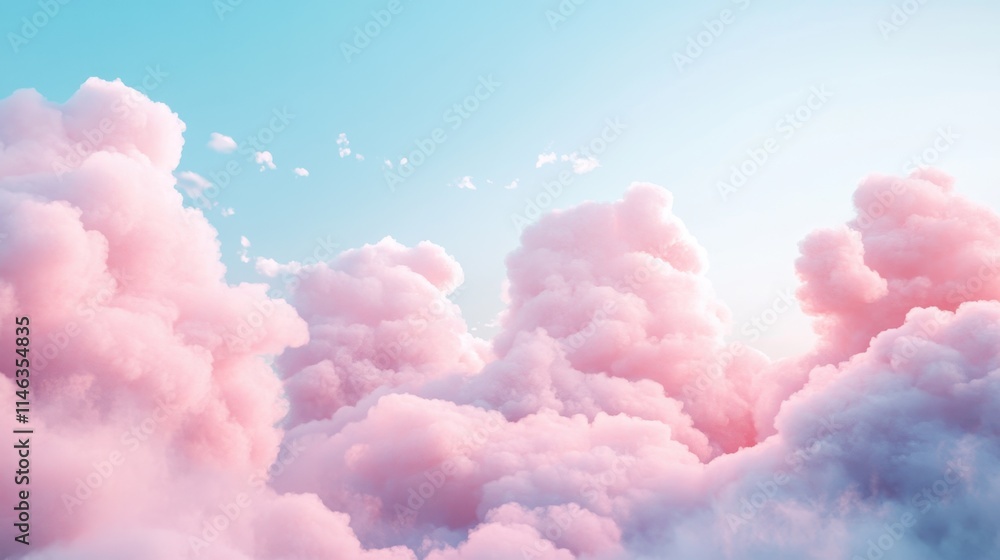 Vibrant pastel clouds fill the sky at sunset, painting a serene landscape of soft pinks and blues Vibrant pastel clouds fill the sky at sunset, painting a serene landscape of soft pinks and blues