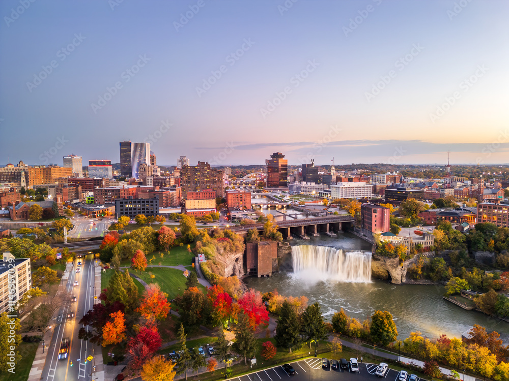 Rochester, New York, USA Downtown Cityscape at Dusk