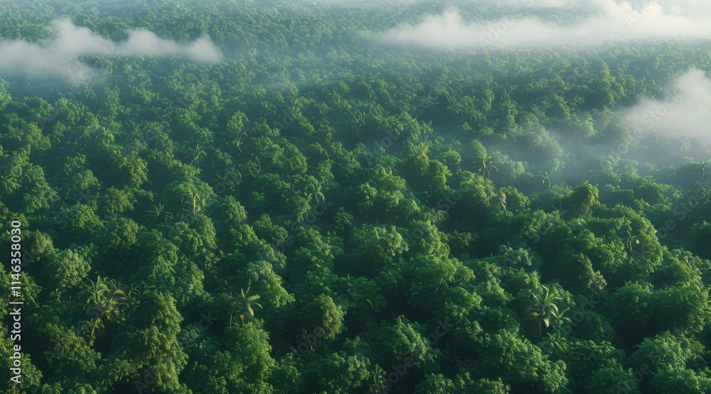 Fototapeta premium Tropical Forest with Morning Mist .
