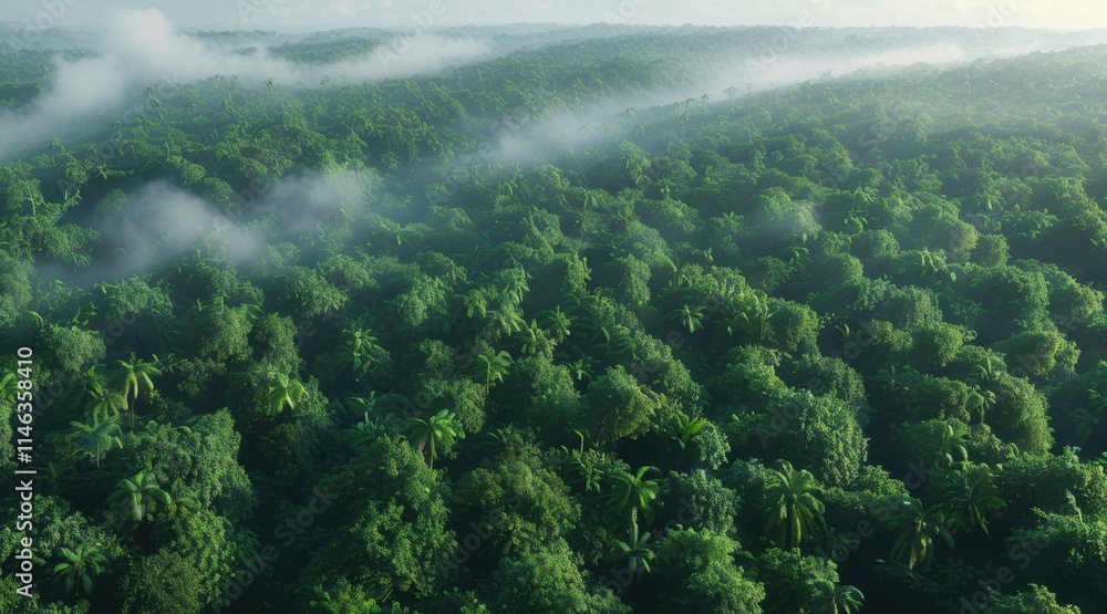 Tropical Forest with Morning Mist . Tropical Forest with Morning Mist .