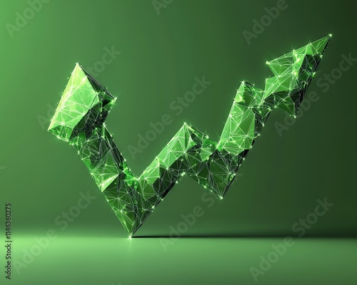 dynamic green arrow graph growing upwards, symbolizing success and growth, sharp edges, bright green, clear lines, futuristic design, upward momentum photo