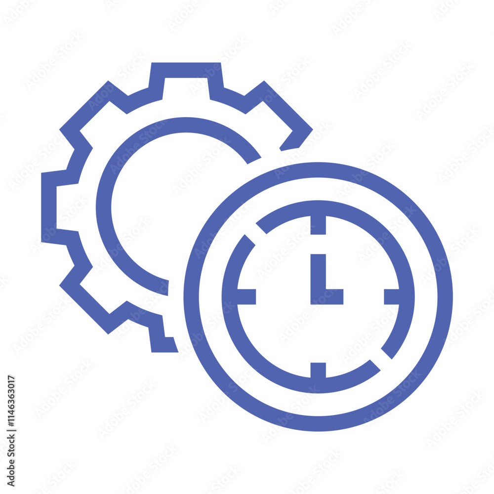 Time drives the process. Vector linear icon isolated on white background.