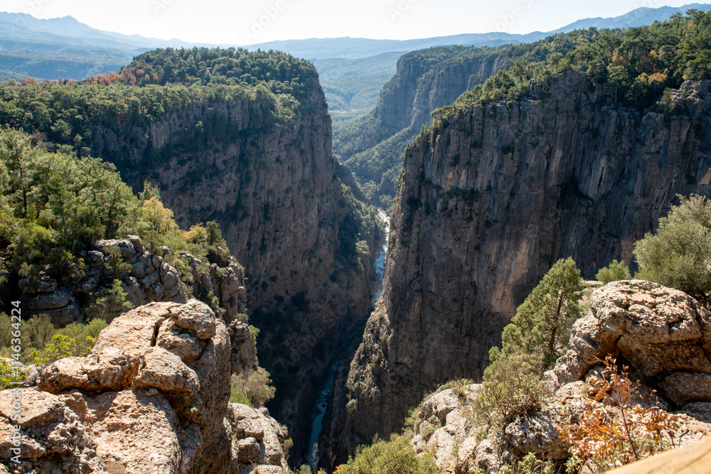Fototapeta premium A panoramic view of Tazi Canyon, a natural wonder located in the province of Antalya, Turkey.