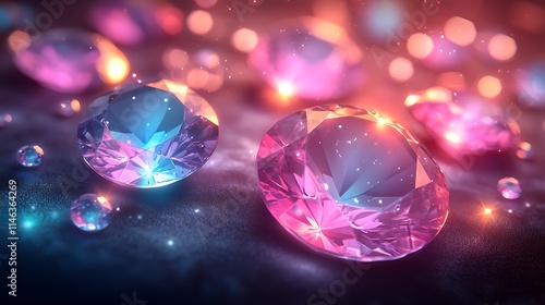 Brilliant gemstones scattered on a velvet surface illuminated by soft lighting