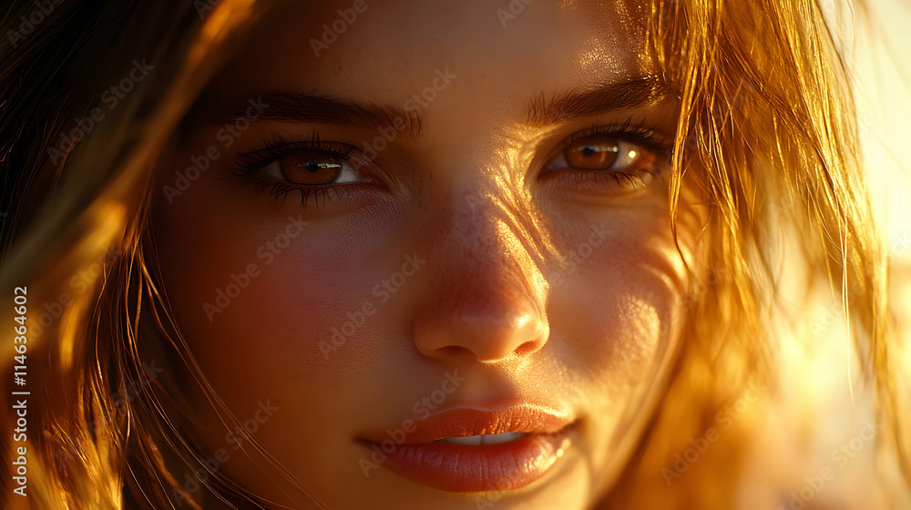 Fototapeta premium Golden Hour Beauty Portrait Illustration