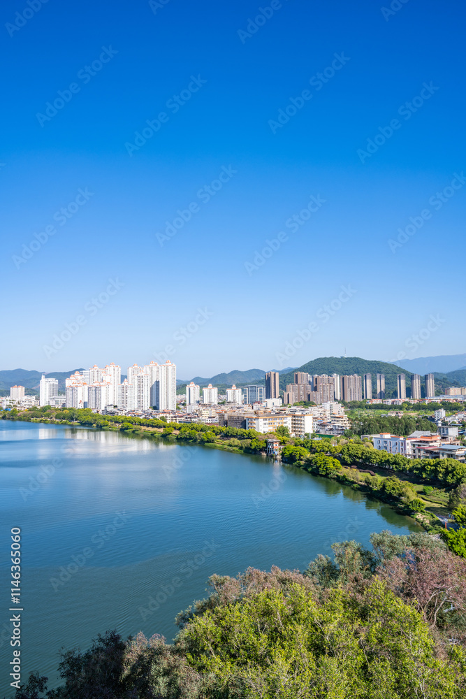 Fototapeta premium Zengjiang Riverside scenery in Zengcheng District, Guangzhou, China