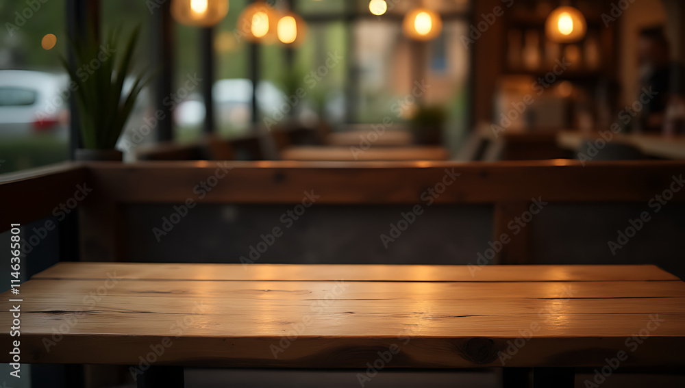 The empty wood table top sits in a dimly lit background amidst the quiet atmosphere of a deserted cafe restaurant space._00003_ The empty wood table top sits in a dimly lit background amidst the quiet atmosphere of a deserted cafe restaurant space._00003_