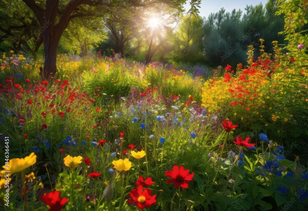 vibrant blooms fresh greenery enhanced natural light creating lush outdoor scene, flowers, petals, leaves, nature, garden, blossom, sunlight, bright vibrant blooms fresh greenery enhanced natural light creating lush outdoor scene, flowers, petals, leaves, nature, garden, blossom, sunlight, bright