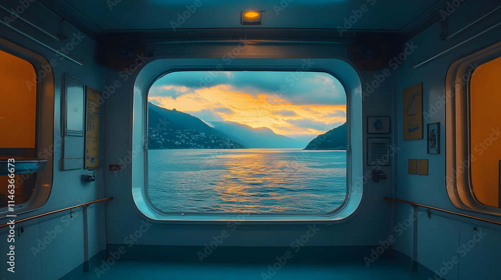 Sunset Seascape View from Ferry Window Sunset Seascape View from Ferry Window