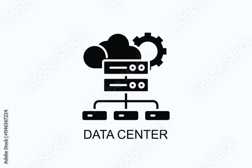 Data Center Vector, Icon Or Logo Sign Symbol Illustration 