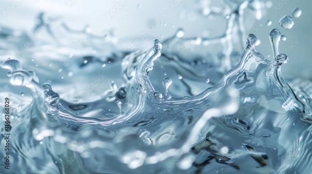Dynamic water splashes in motion on a clear background Dynamic water splashes in motion on a clear background