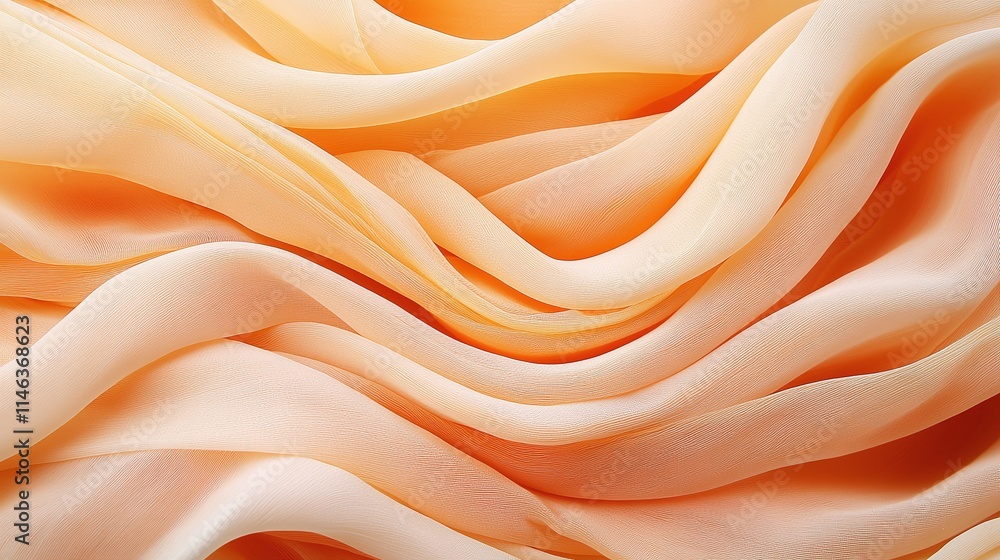 Peach Silk Fabric Drape, Soft Elegant Texture Peach Silk Fabric Drape, Soft Elegant Texture