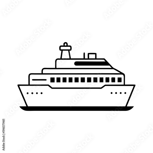 Ferry Terminal Line Art on White Background