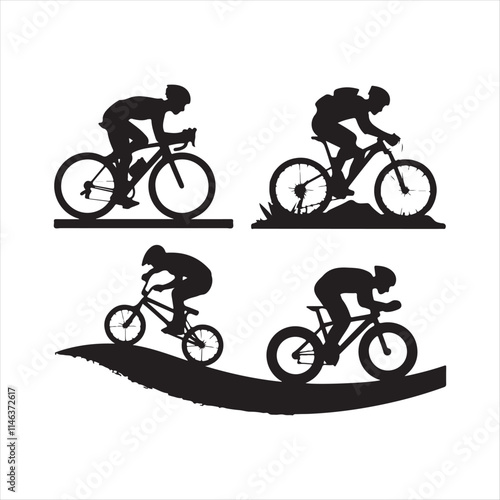 silhouette of a person riding bicycle