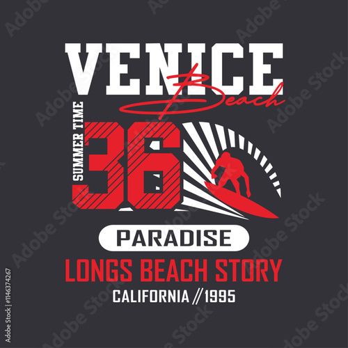 venice beach design themes, original typography, t-shirt graphics, vectors illustration