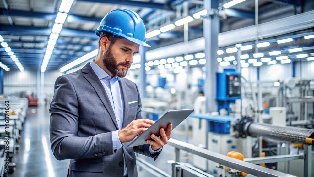 A man using a tablet to monitor the production process in a high-tech factory
A man using a tablet to monitor the production process in a high-tech factory