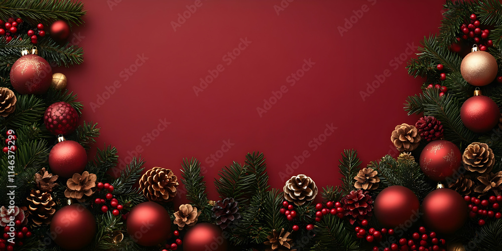 Red Ornaments, Pine Cones, & Festive Greens Red Ornaments, Pine Cones, & Festive Greens
